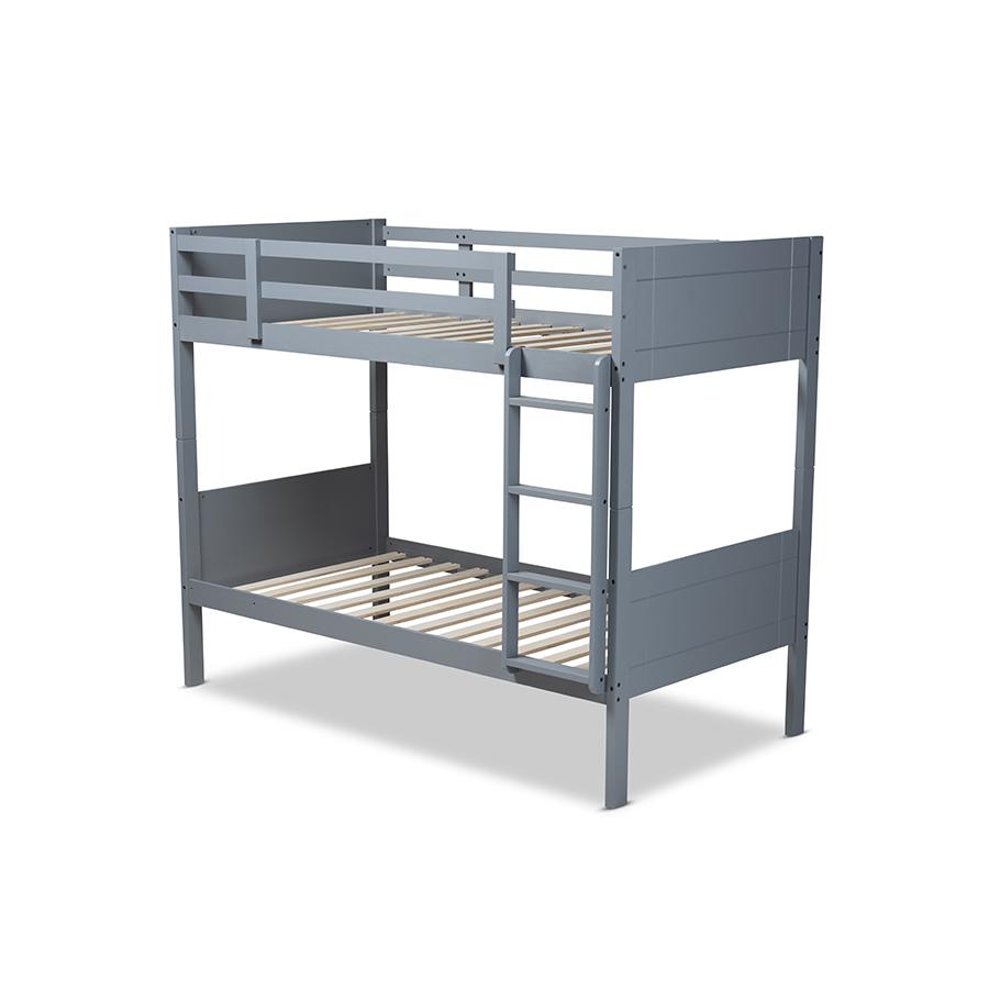 Baxton Studio Elsie Modern and Contemporary Grey Finished Wood Twin Size Bunk Bed. Picture 4