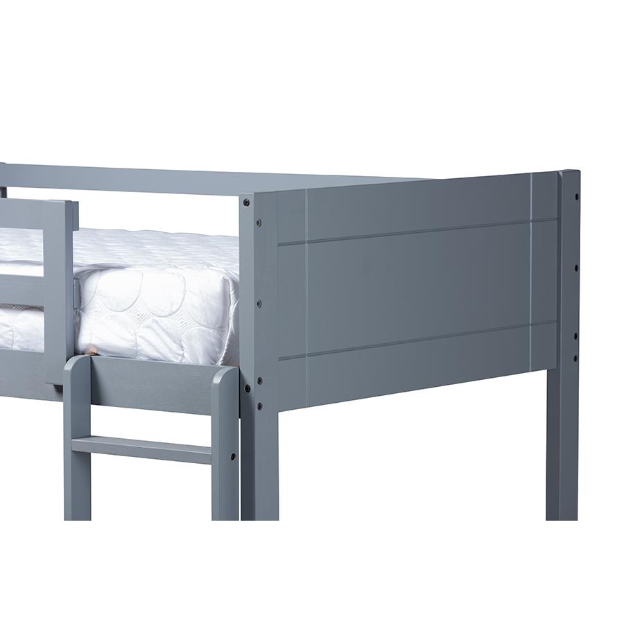 Baxton Studio Elsie Modern and Contemporary Grey Finished Wood Twin Size Bunk Bed. Picture 5