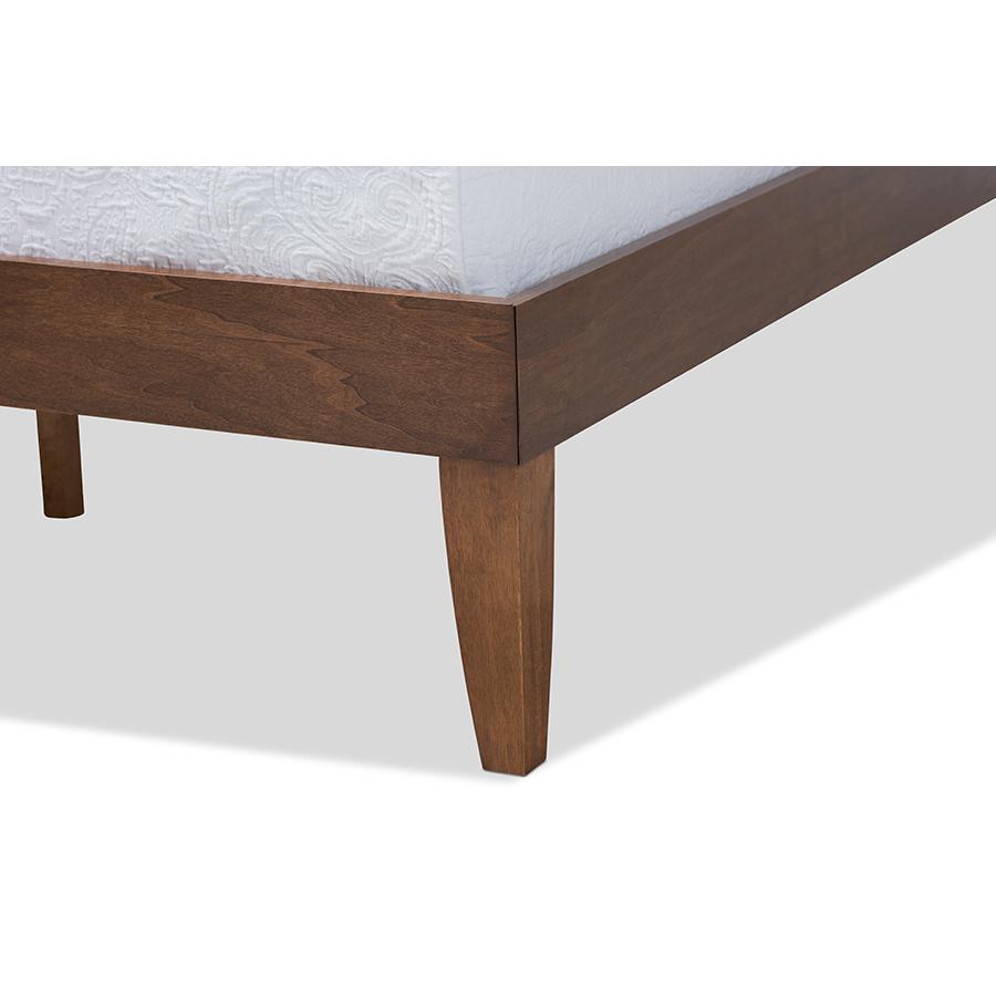 Baxton Studio Lucina Mid-Century Modern Walnut Brown Finished Full Size Platform Bed Frame. Picture 5