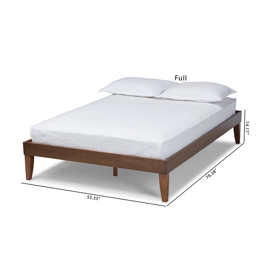 Lucina Mid-Century Modern Walnut Brown Finished Full Size Platform Bed Frame. Picture 7