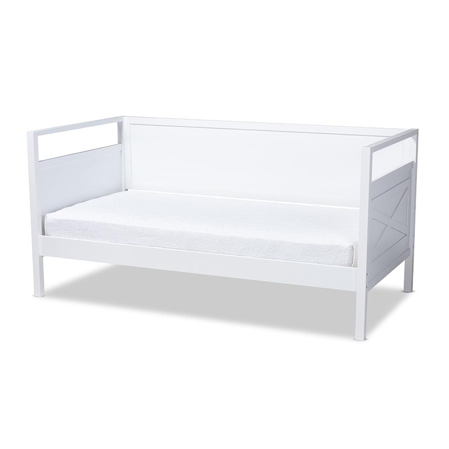 Baxton Studio Cintia Cottage Farmhouse White Finished Wood Twin Size Daybed. Picture 1