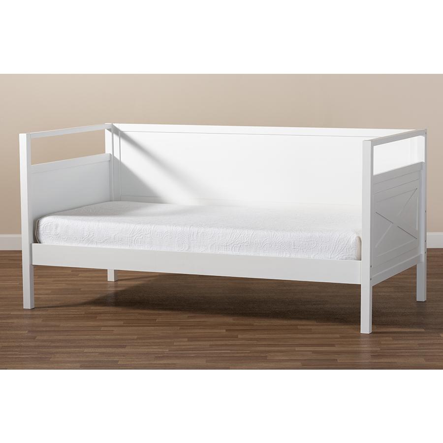 Baxton Studio Cintia Cottage Farmhouse White Finished Wood Twin Size Daybed. Picture 7