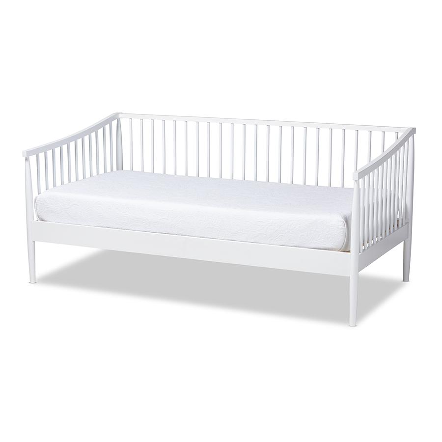 Renata Classic and Traditional White Finished Wood Twin Size Spindle Daybed. Picture 1
