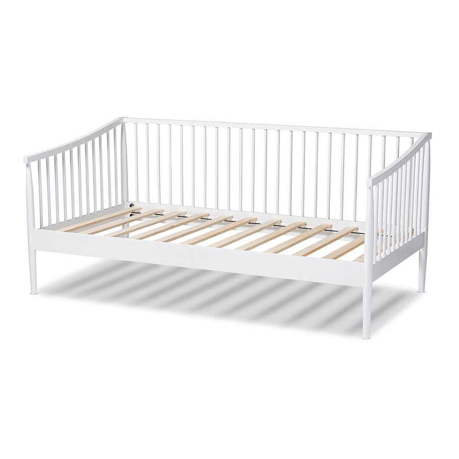 Renata Classic and Traditional White Finished Wood Twin Size Spindle Daybed. Picture 3