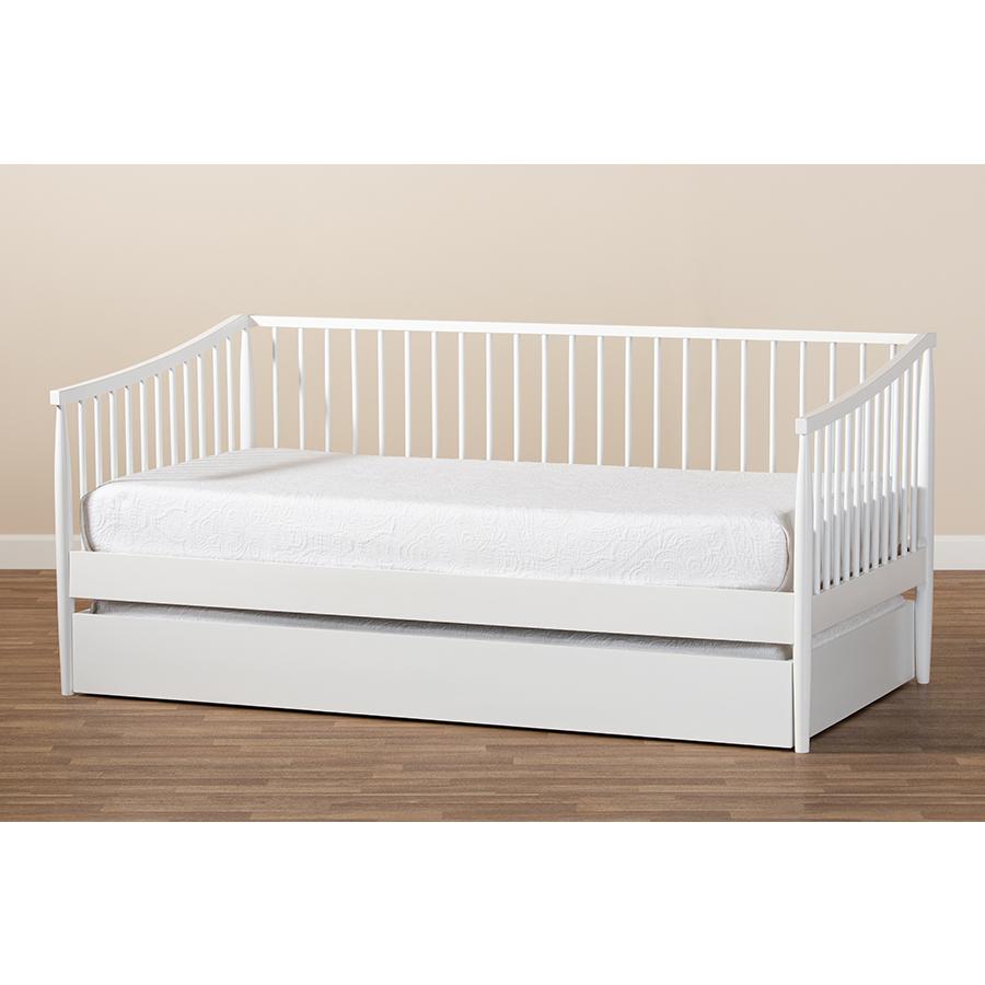 Baxton Studio Renata Classic and Traditional White Finished Wood Twin Size Spindle Daybed with Trundle. Picture 10