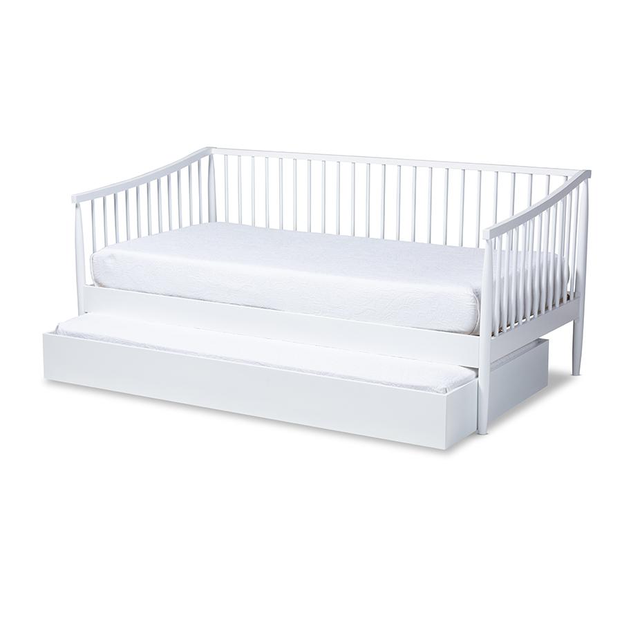 Baxton Studio Renata Classic and Traditional White Finished Wood Twin Size Spindle Daybed with Trundle. Picture 2