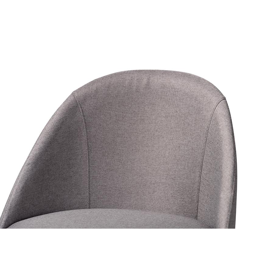 Baxton Studio Carra Mid-Century Modern Grey Fabric Upholstered Walnut-Finished Wood Swivel Bar Stool (Set of 2). Picture 5
