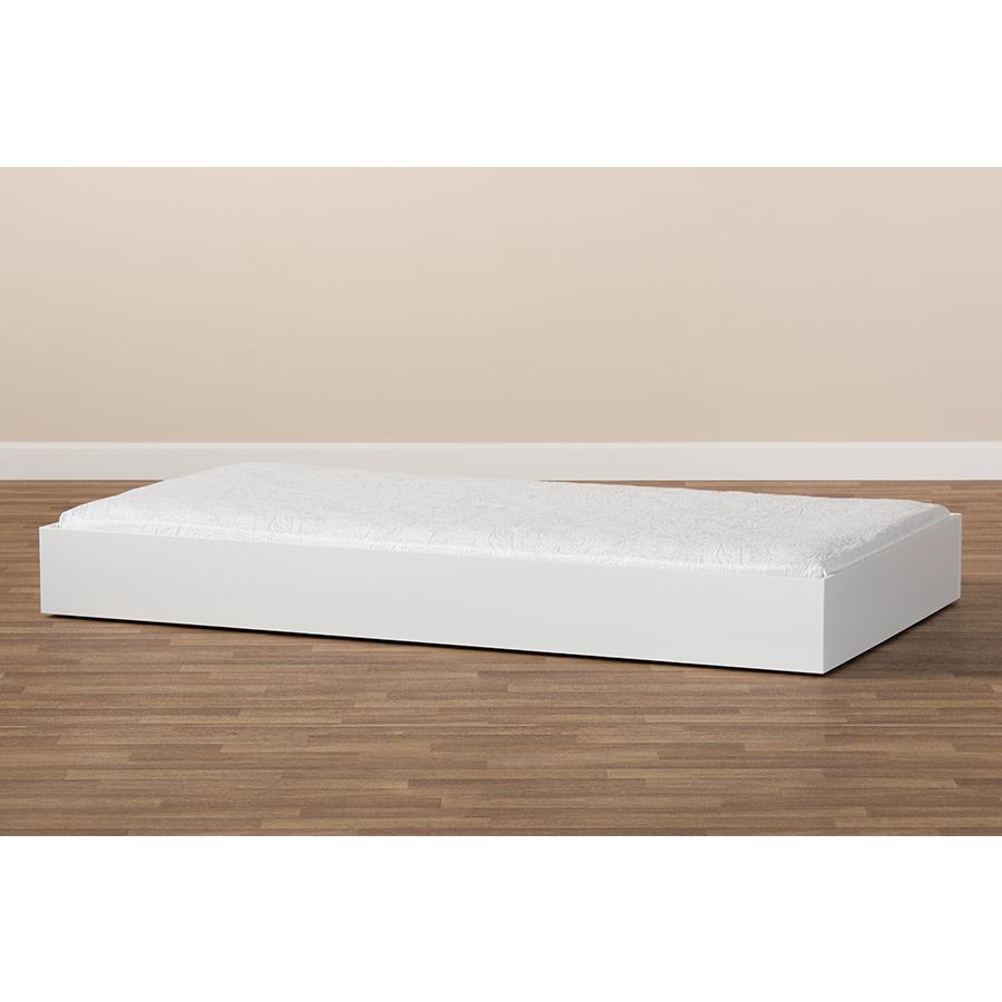 Renata Modern and Contemporary White Finished Wood Twin Size Trundle. Picture 5