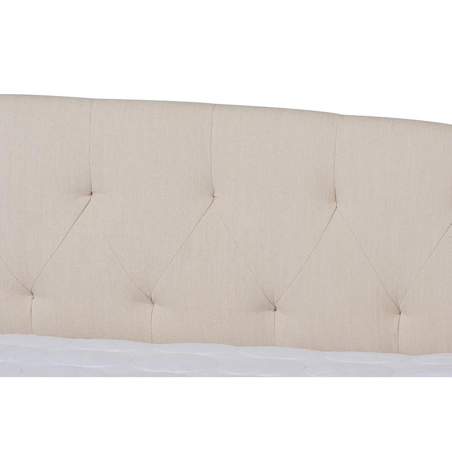 Beige Fabric Upholstered Full Size Daybed with Roll-Out Trundle Bed. Picture 6