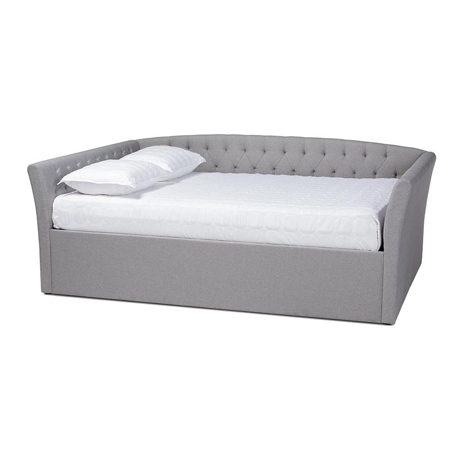 Baxton Studio Delora Modern and Contemporary Light Grey Fabric Upholstered Full Size Daybed. Picture 1