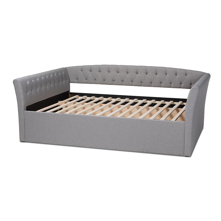 Baxton Studio Delora Modern and Contemporary Light Grey Fabric Upholstered Full Size Daybed. Picture 3