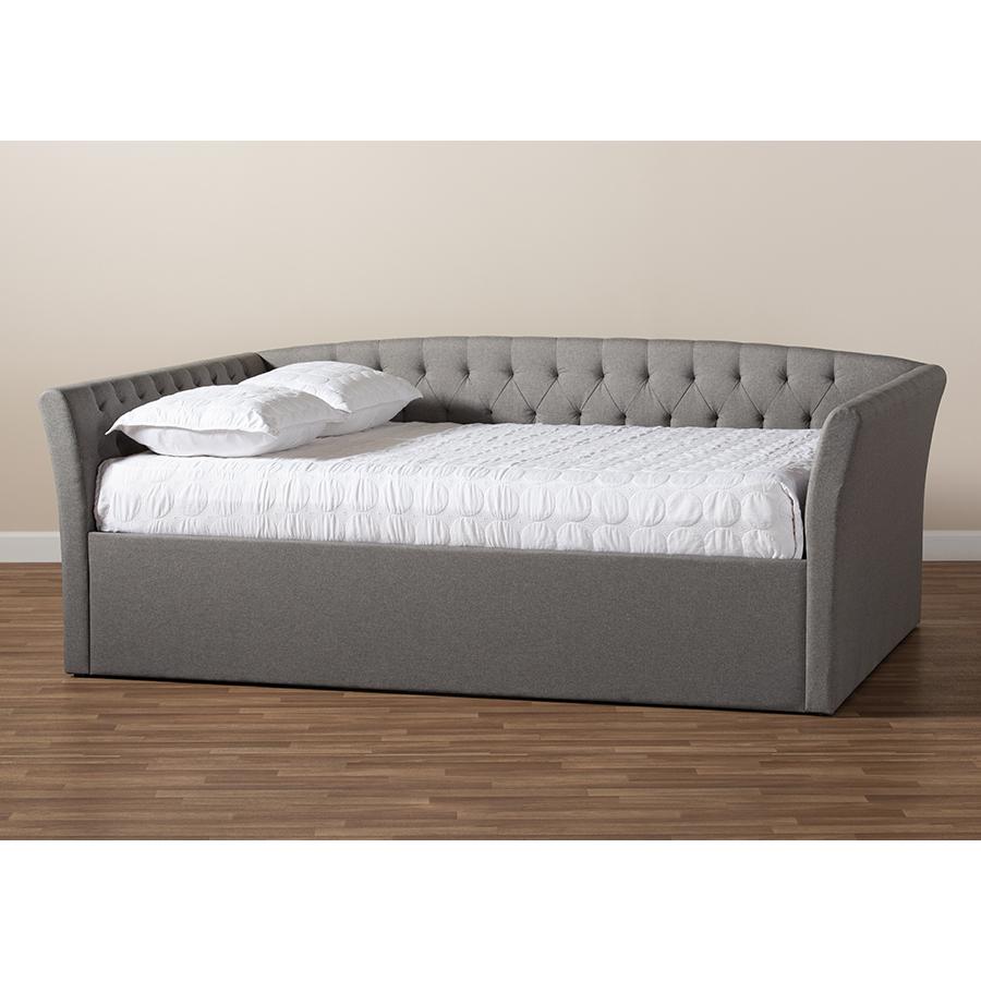 Baxton Studio Delora Modern and Contemporary Light Grey Fabric Upholstered Full Size Daybed. Picture 6