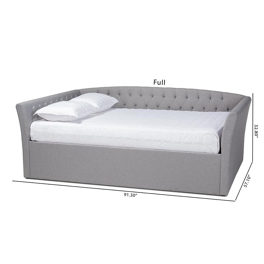 Delora Modern and Contemporary Light Grey Fabric Upholstered Full Size Daybed. Picture 7