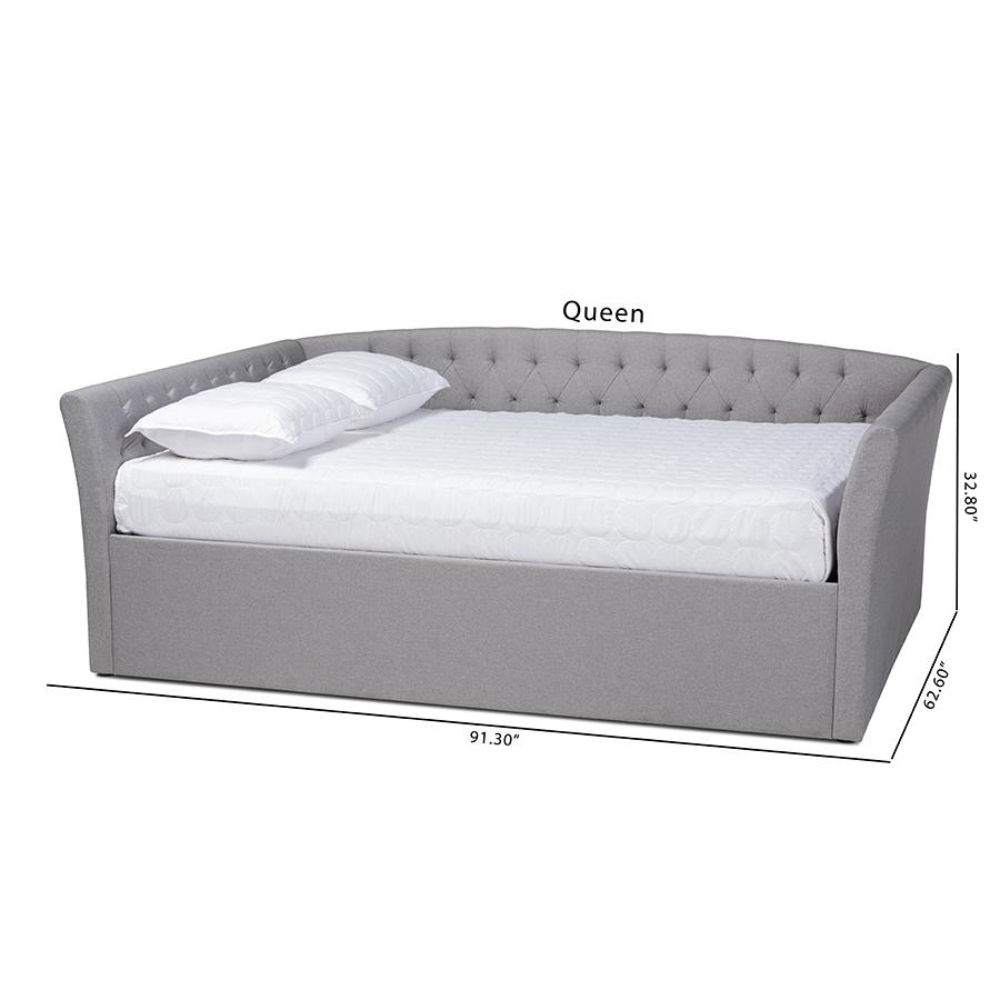 Delora Modern and Contemporary Light Grey Fabric Upholstered Full Size Daybed. Picture 8