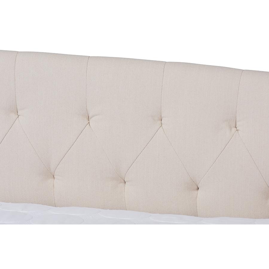 Delora Modern and Contemporary Beige Fabric Upholstered Queen Size Daybed. Picture 4