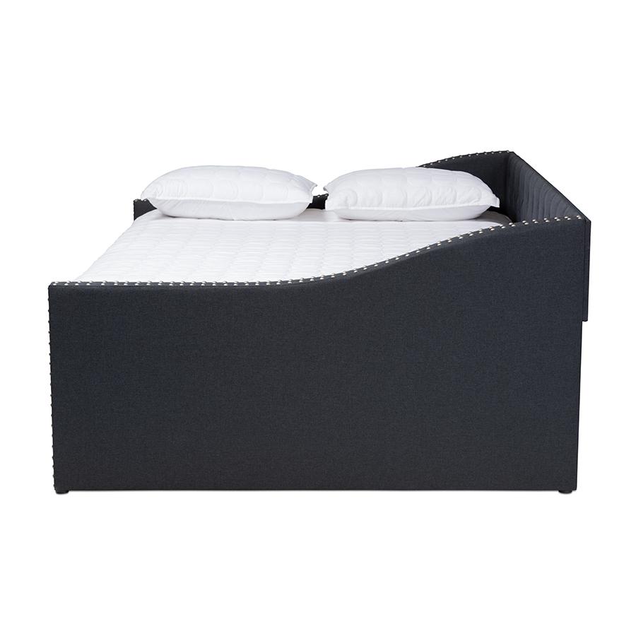 Baxton Studio Haylie Modern and Contemporary Dark Grey Fabric Upholstered Full Size Daybed. Picture 2