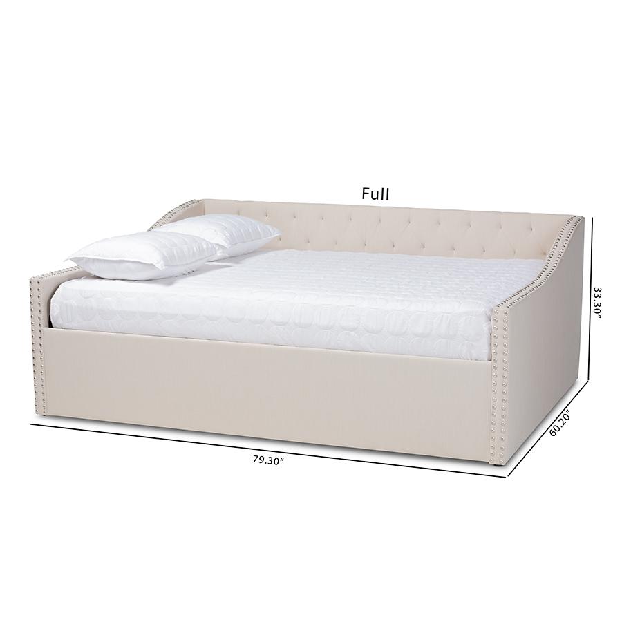 Haylie Modern and Contemporary Beige Fabric Upholstered Full Size Daybed. Picture 8
