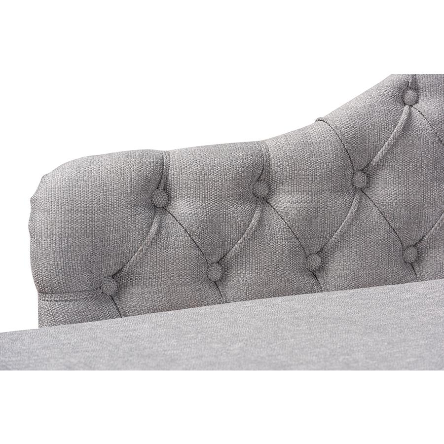 Baxton Studio Emeline Modern and Contemporary Grey Fabric Upholstered Oak Finished Chaise Lounge. Picture 6