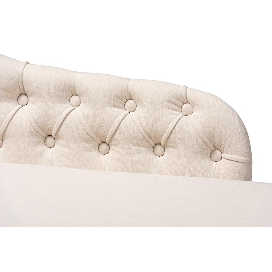 Beige Fabric Upholstered Black Finished Chaise Lounge. Picture 5