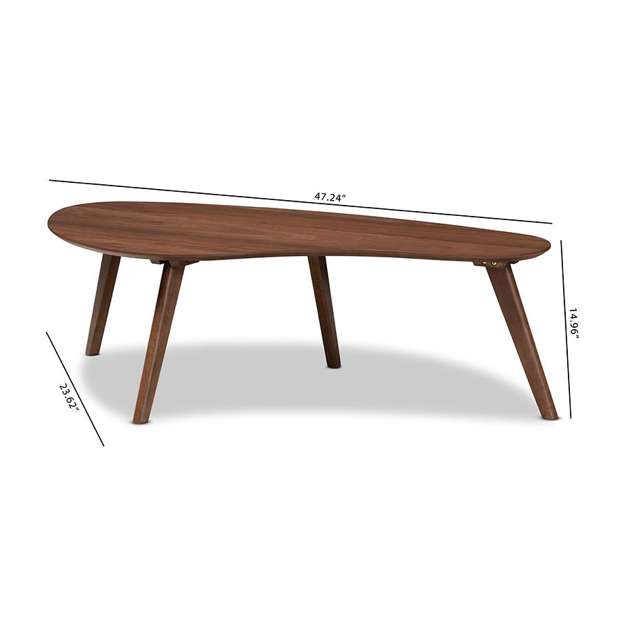 Baxton Studio Scarlette Mid-Century Modern Walnut Finished Coffee Table. Picture 8