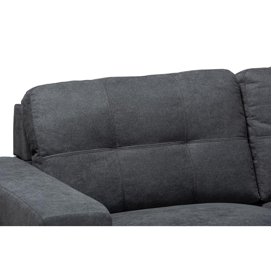 Baxton Studio Langley Modern and Contemporary Dark Grey Fabric Upholstered Sectional Sofa with Right Facing Chaise. Picture 2
