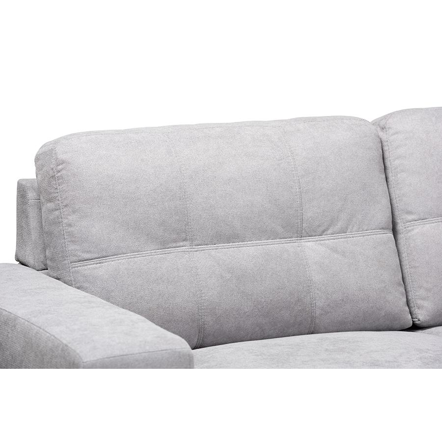 Baxton Studio Langley Modern and Contemporary Light Grey Fabric Upholstered Sectional Sofa with Right Facing Chaise. Picture 2