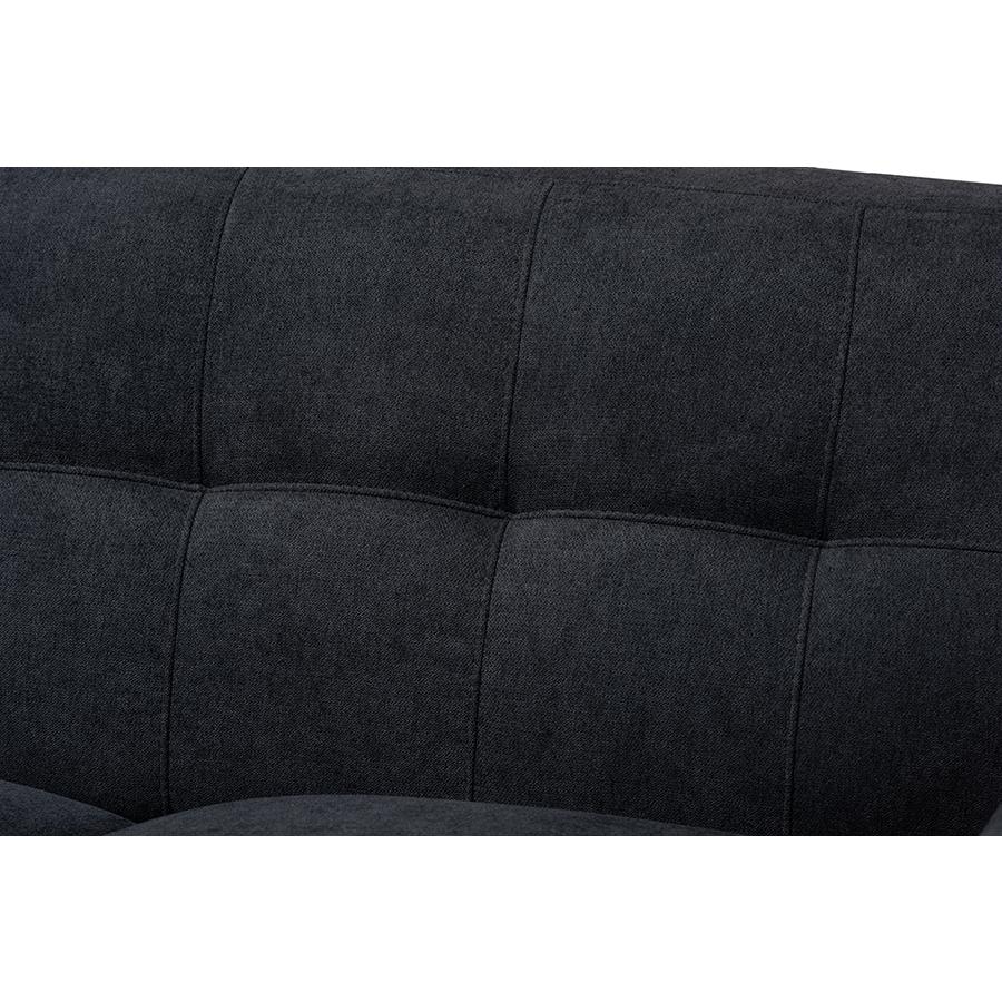 Allister Mid-Century Modern Dark Grey Fabric Upholstered 2-Piece Living Room Set. Picture 4