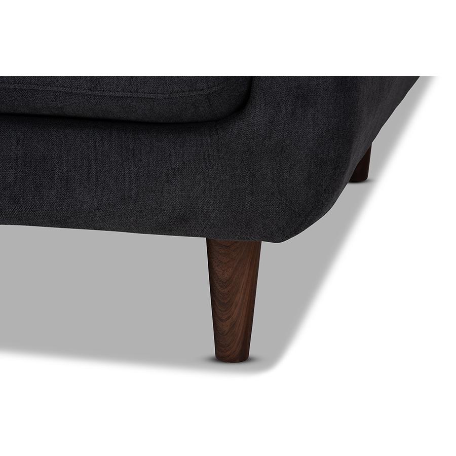 Baxton Studio Allister Mid-Century Modern Dark Grey Fabric Upholstered Sofa. Picture 6