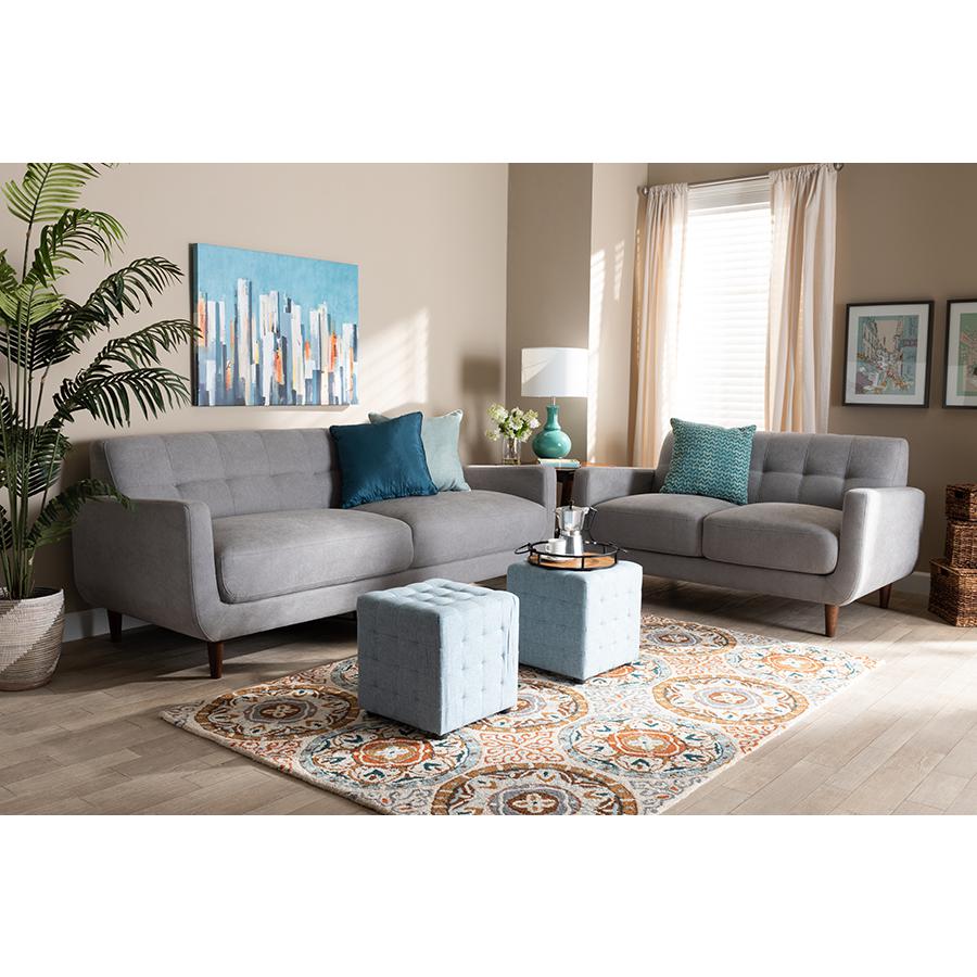 Baxton Studio Allister Mid-Century Modern Light Grey Fabric Upholstered 2-Piece Living Room Set. Picture 6