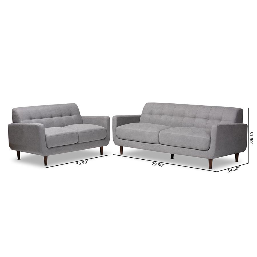 Light Grey Fabric Upholstered 2-Piece Living Room Set. Picture 8