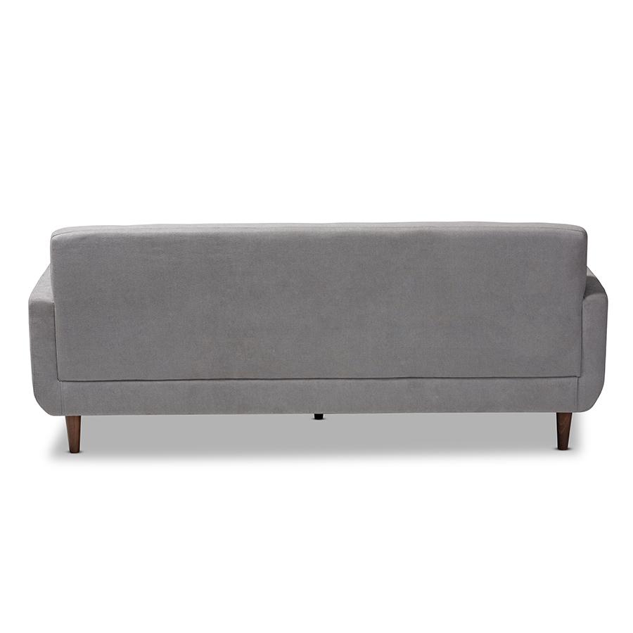 Baxton Studio Allister Mid-Century Modern Light Grey Fabric Upholstered Sofa. Picture 4