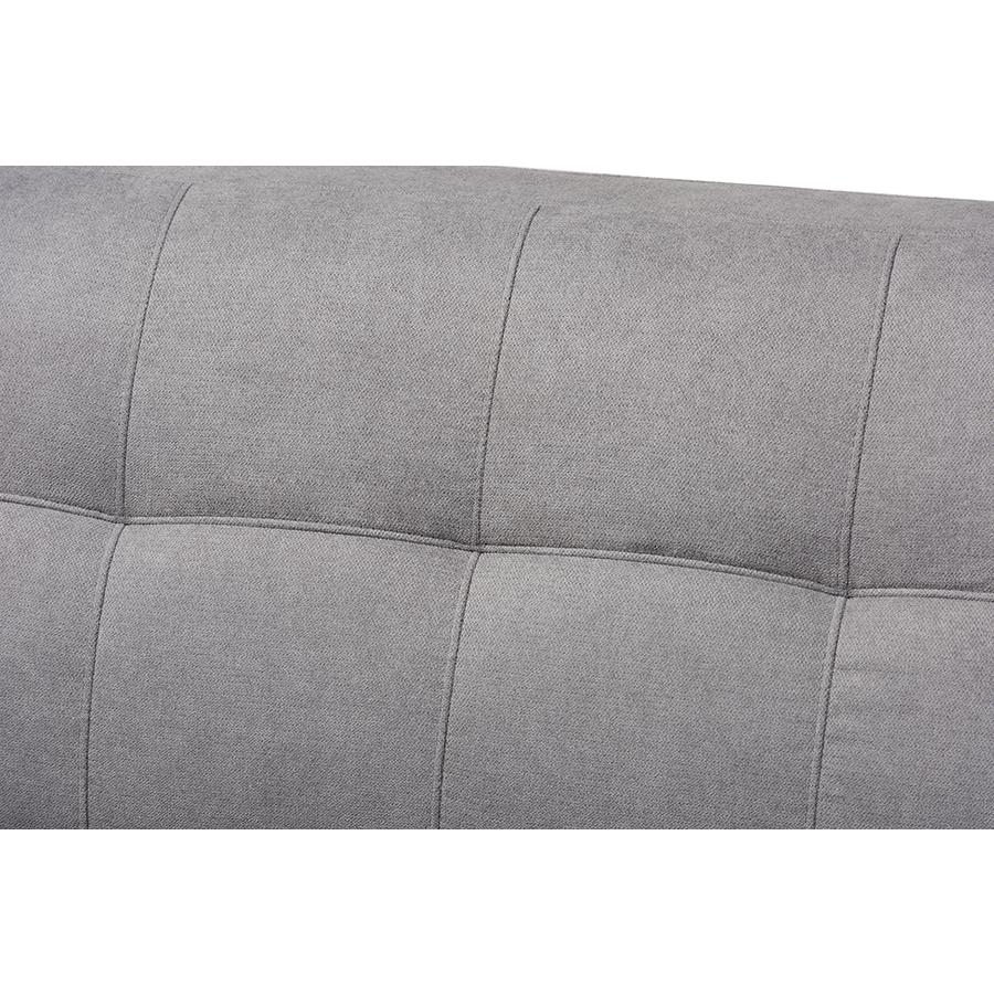 Baxton Studio Allister Mid-Century Modern Light Grey Fabric Upholstered Sofa. Picture 5