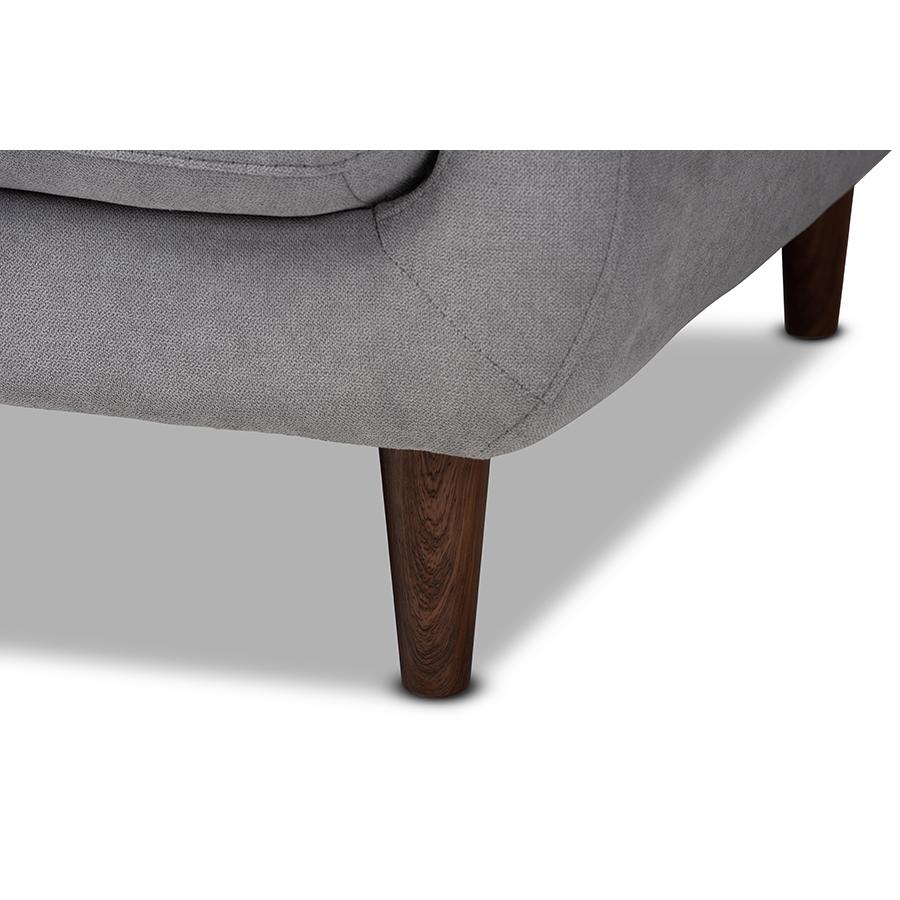 Baxton Studio Allister Mid-Century Modern Light Grey Fabric Upholstered Sofa. Picture 6