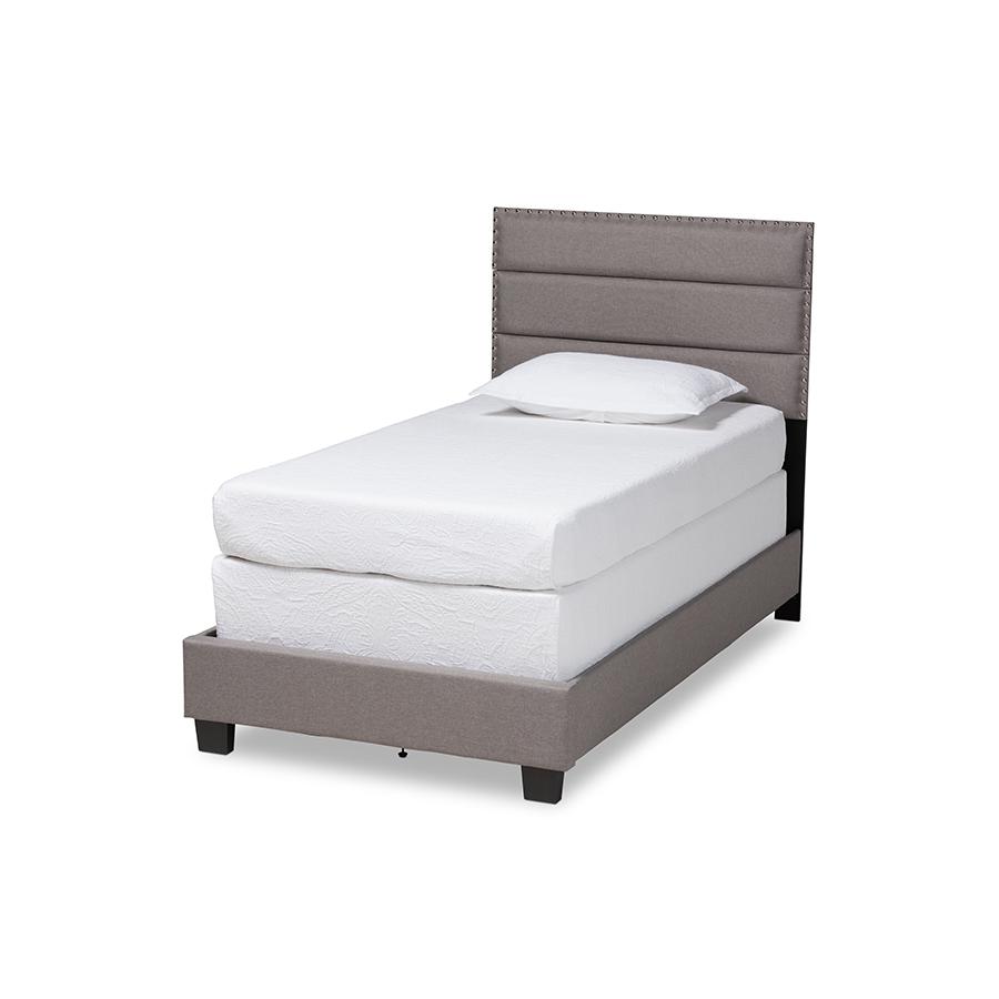 Baxton Studio Ansa Modern and Contemporary Grey Fabric Upholstered Twin Size Bed. Picture 1