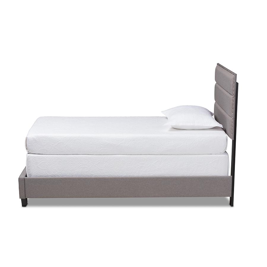 Baxton Studio Ansa Modern and Contemporary Grey Fabric Upholstered Twin Size Bed. Picture 2
