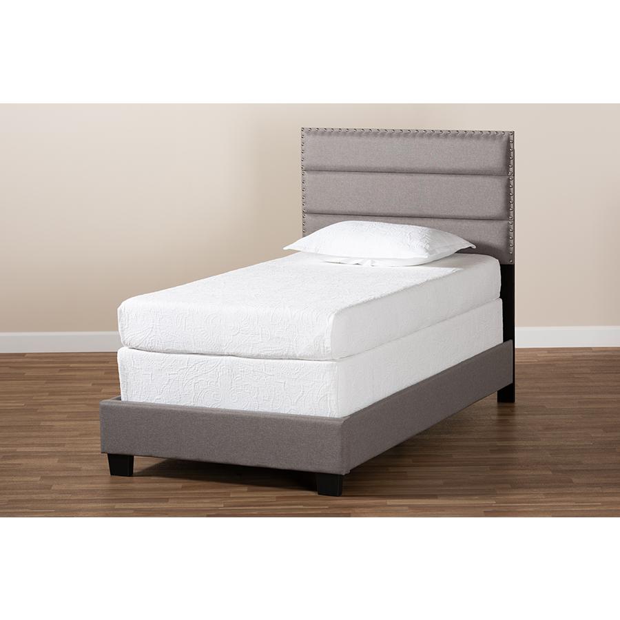 Baxton Studio Ansa Modern and Contemporary Grey Fabric Upholstered Twin Size Bed. Picture 7