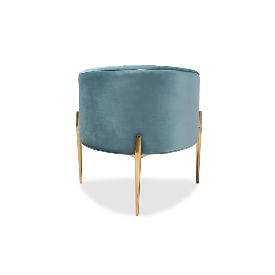 Baxton Studio Clarisse Glam and Luxe Light Blue Velvet Fabric Upholstered Gold Finished Accent Chair. Picture 5