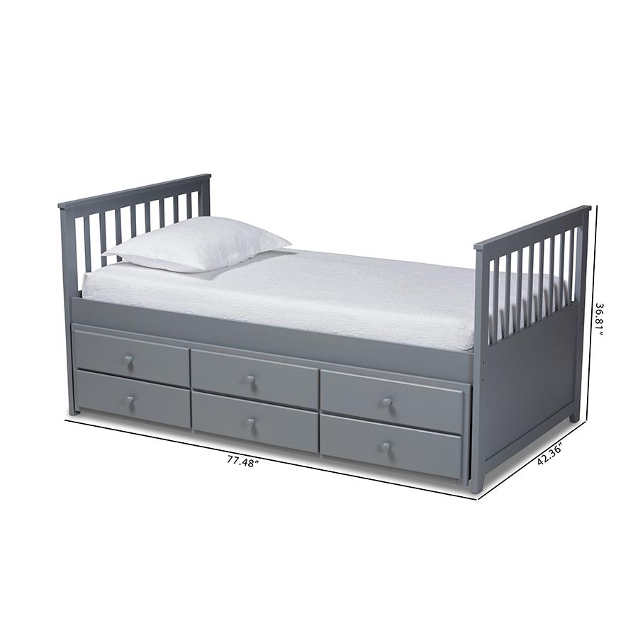 Trine Classic and Traditional Grey Finished Wood Twin Size Daybed with Trundle. Picture 11
