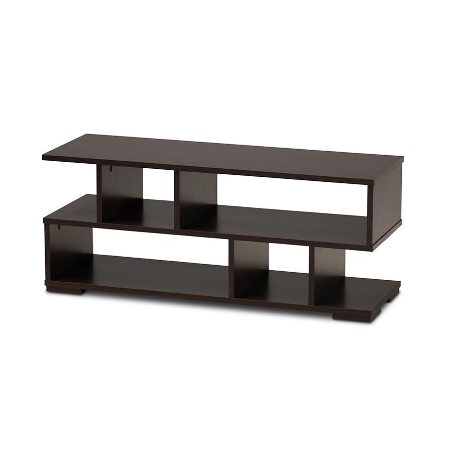 Baxton Studio Arne Modern and Contemporary Dark Brown Finished Wood TV Stand. The main picture.