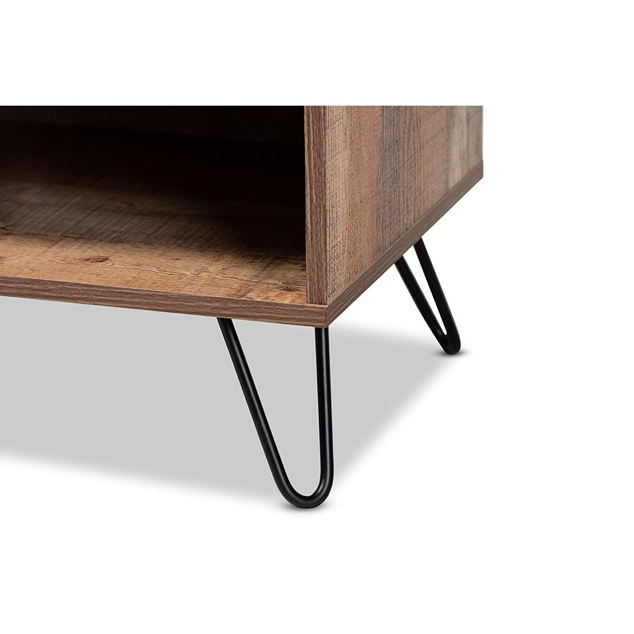 Baxton Studio Iver Modern and Contemporary Rustic Oak Finished 1-Door Wood TV Stand. Picture 6