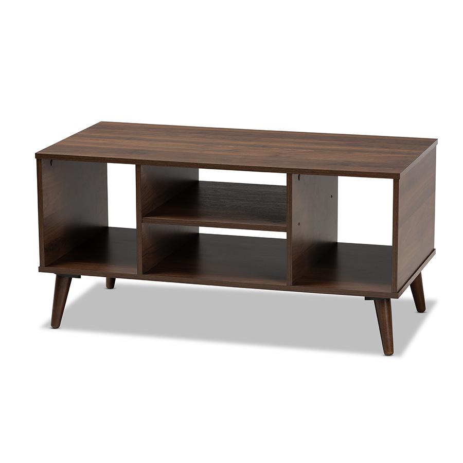 Baxton Studio Linas Mid-Century Modern Walnut Finished Coffee Table. Picture 1
