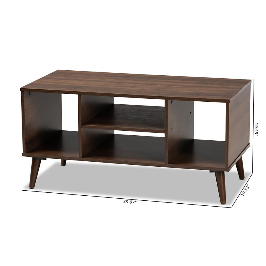 Baxton Studio Linas Mid-Century Modern Walnut Finished Coffee Table. Picture 8
