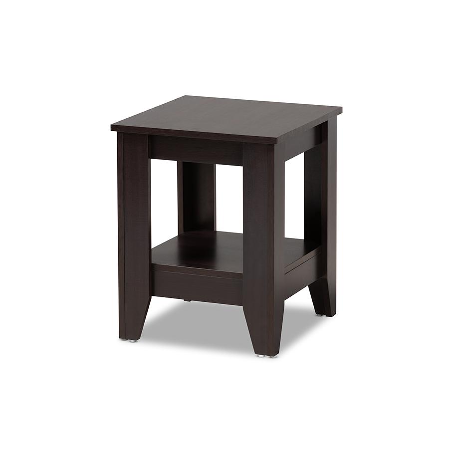 Baxton Studio Audra Modern and Contemporary Dark Brown Finished Wood End Table. Picture 1