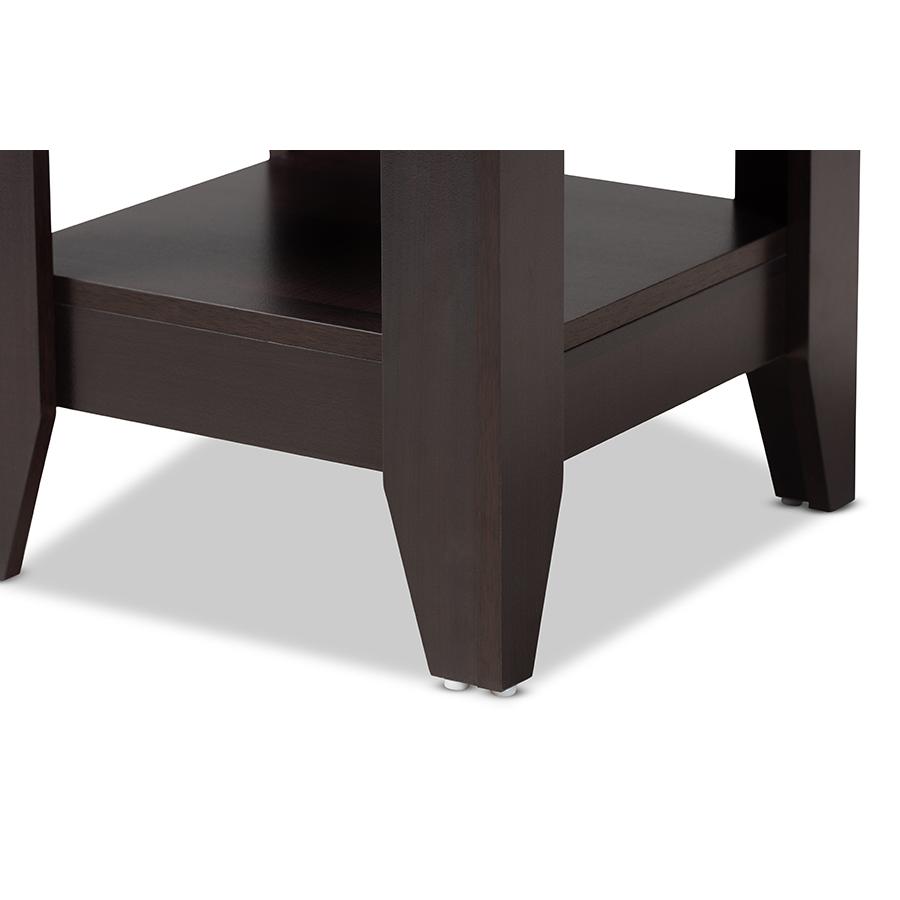 Baxton Studio Audra Modern and Contemporary Dark Brown Finished Wood End Table. Picture 3