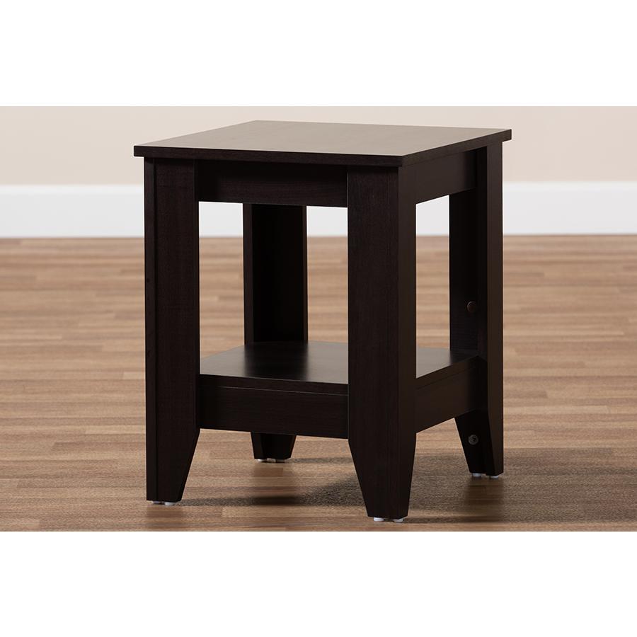 Baxton Studio Audra Modern and Contemporary Dark Brown Finished Wood End Table. Picture 6
