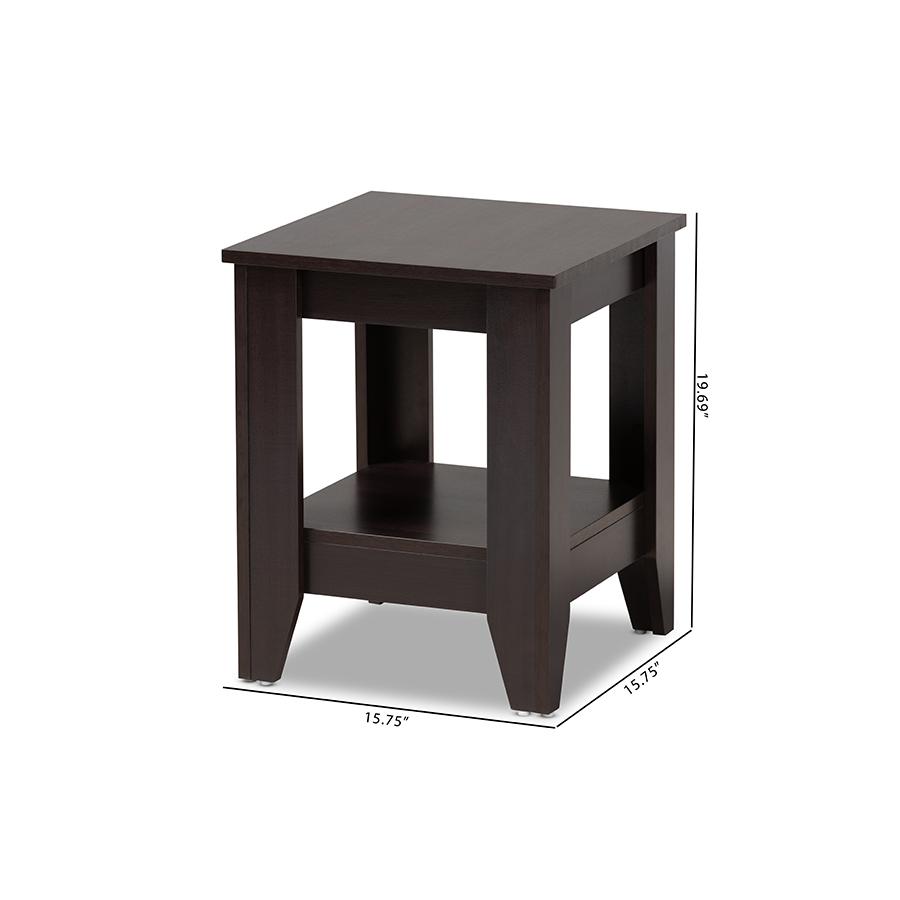 Baxton Studio Audra Modern and Contemporary Dark Brown Finished Wood End Table. Picture 7