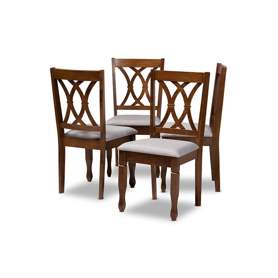 Walnut Brown Finished Wood 4-Piece Dining Chair Set Set. Picture 1