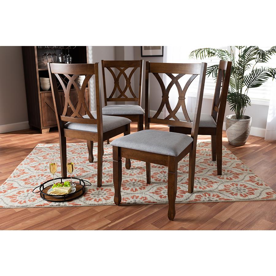 Walnut Brown Finished Wood 4-Piece Dining Chair Set Set. Picture 5
