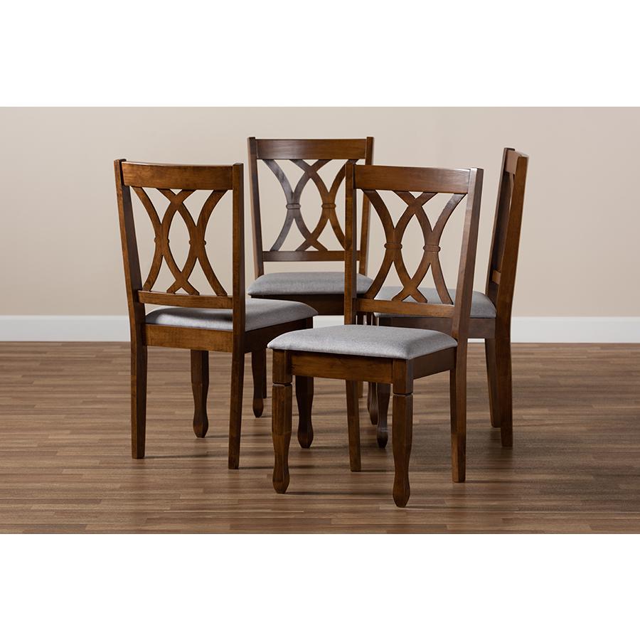 Walnut Brown Finished Wood 4-Piece Dining Chair Set Set. Picture 6