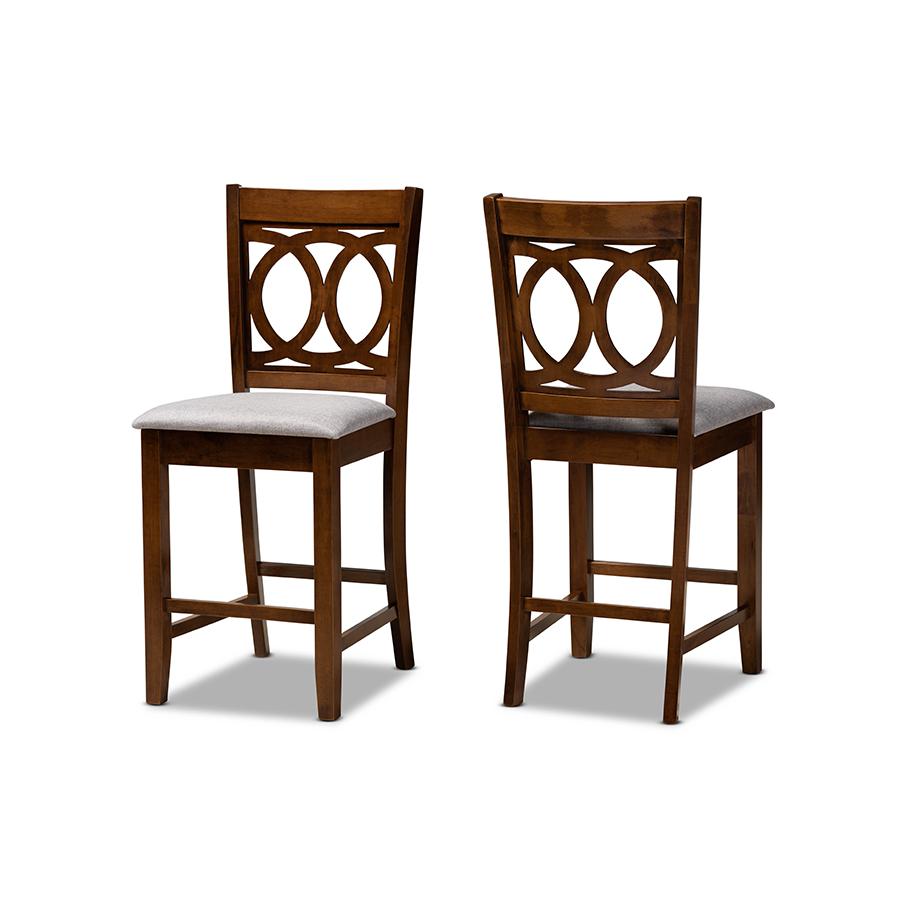 Walnut Brown Finished Wood 2-Piece Counter Height Pub Chair Set. Picture 1